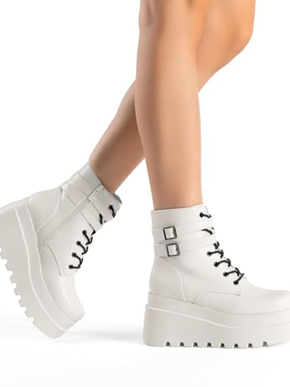 Women Platform Combat Goth Lace Up Ankle Boots